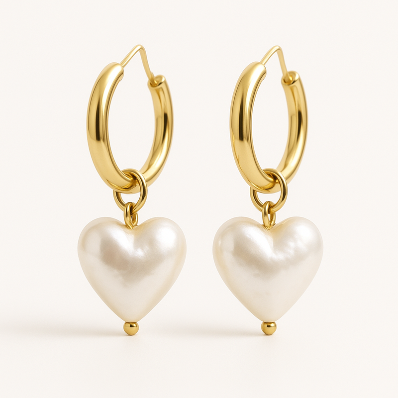 Trendy Personalized Pearl Heart Earrings and Custom Gold Hoop Designs for Wholesale Jewelry Manufacturing