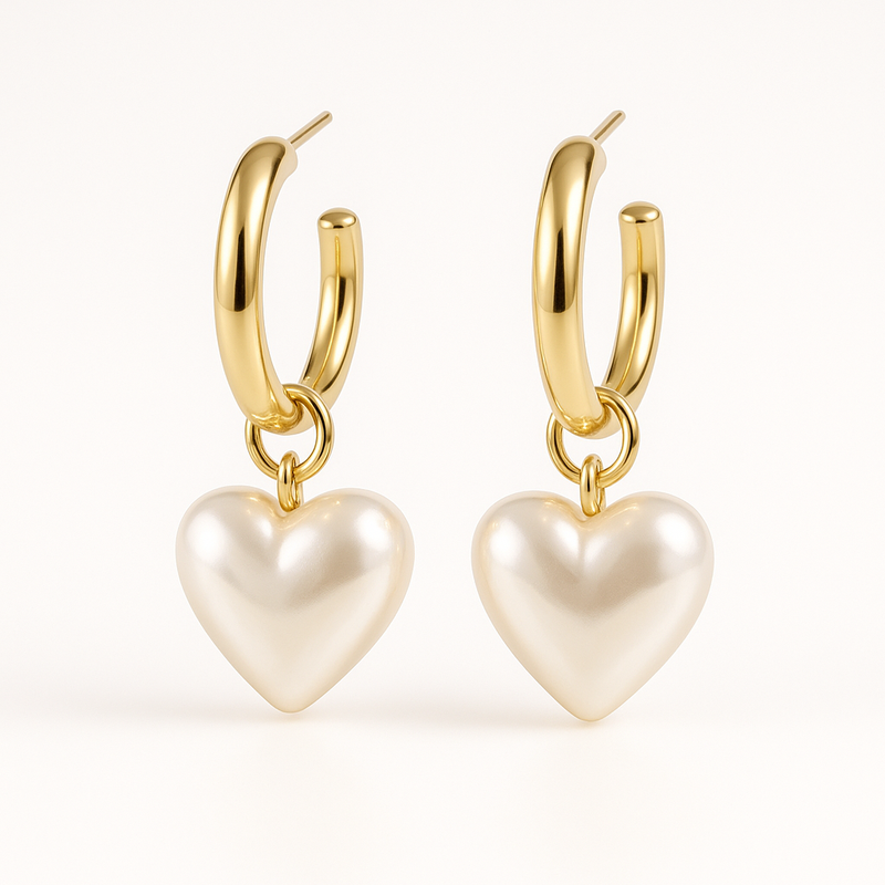 Trendy Dainty Pearl Heart Charm Earrings: Customization, Quality, and Durability for Personalized Gold Hoop & Waterproof Stainless Steel Earrings Trendy Dainty Pearl Heart Charm Earrings: Customization, Quality, and Durability for Personalized Gold Hoop & Waterproof Stainless Steel Earrings