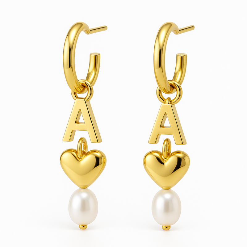 Trendy Personalized Pearl Earrings, Custom Gold Hoop Earrings, and Waterproof Stainless Steel Heart Charm Earrings: Top Choices for Wholesale Jewelry Manufacturing
