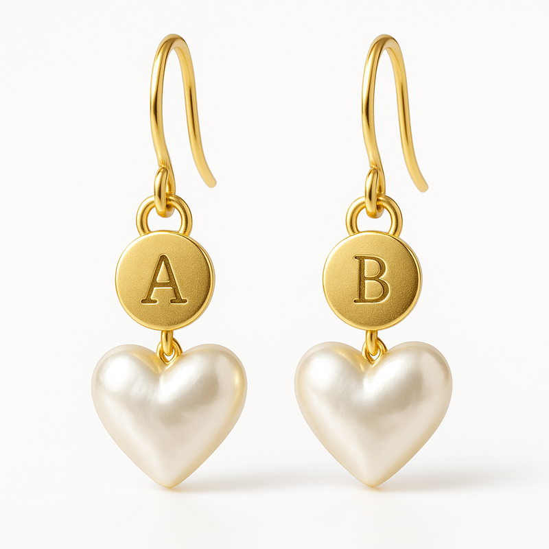 Trendy Personalized Pearl Heart Hoop Earrings: Custom Waterproof Gold Hoop Earrings and Dainty Stainless Steel Charm Earrings for Wholesale Businesses