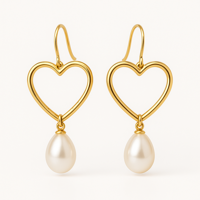 Trendy Custom Pearl Heart Hoop Earrings: Wholesale Manufacturing of Personalized Dainty Gold and Waterproof Stainless Steel Small Hoop Earrings