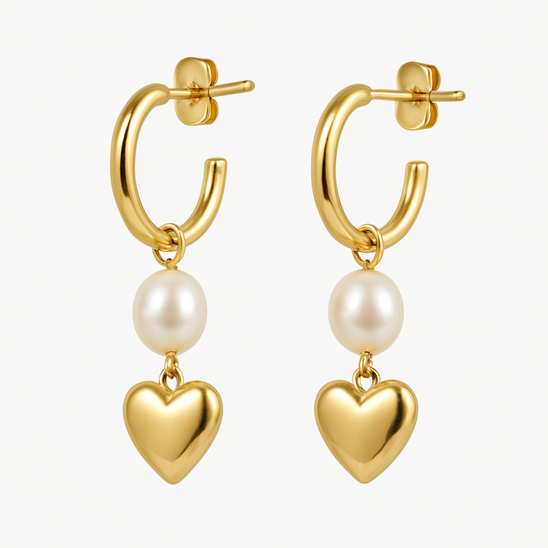 Trendy Personalized Pearl Earrings: Wholesale Customization for Waterproof Gold Hoop Earrings & Dainty Custom Heart Charm Designs