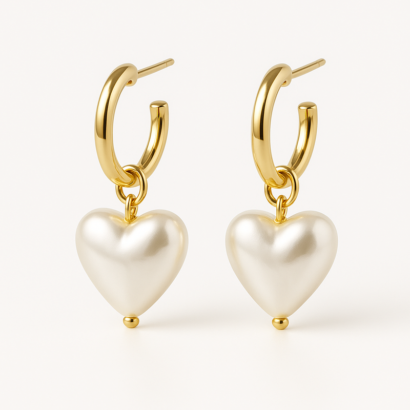 Trendy Custom Pearl Heart Charm Earrings: Dainty Gold Hoop Earrings & Waterproof Stainless Steel Options for Wholesale Business Growth 8 Trendy Custom Pearl Heart Charm Earrings: Dainty Gold Hoop Earrings & Waterproof Stainless Steel Options for Wholesale Business Growth