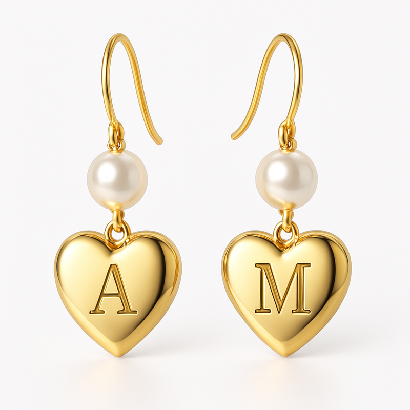 Trendy Personalized Pearl Heart Earrings: Boost Your Jewelry Brand with Custom Waterproof Stainless Steel Designs