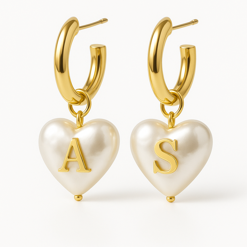 Trendy Personalized Pearl Heart Earrings: Custom Stainless Steel Designs & Waterproof Gold Hoop Earrings for OEM/ODM Jewelry Brands