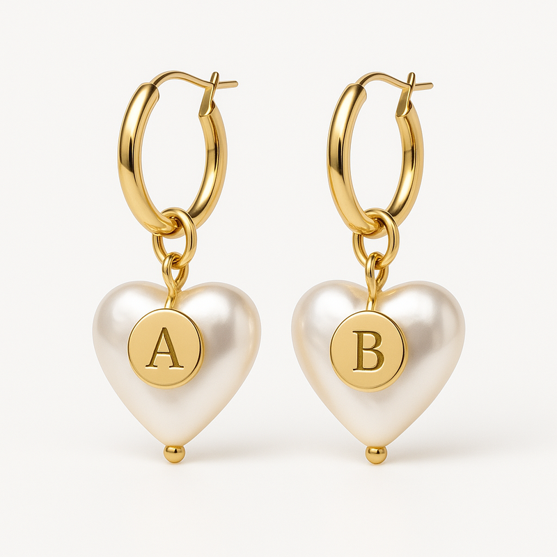 Trendy Personalized Pearl Heart Earrings: Custom Gold Hoop and Waterproof Stainless Steel Options for OEM/ODM Jewelry Brands