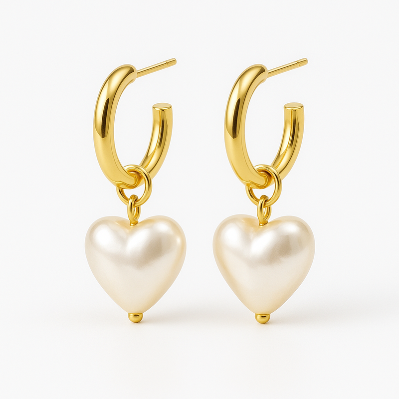 Boost Your Jewelry Line with Trendy Personalized Pearl Heart Charm Earrings, Waterproof Gold Hoop Earrings, and Custom Stainless Steel Small Hoop Earrings
