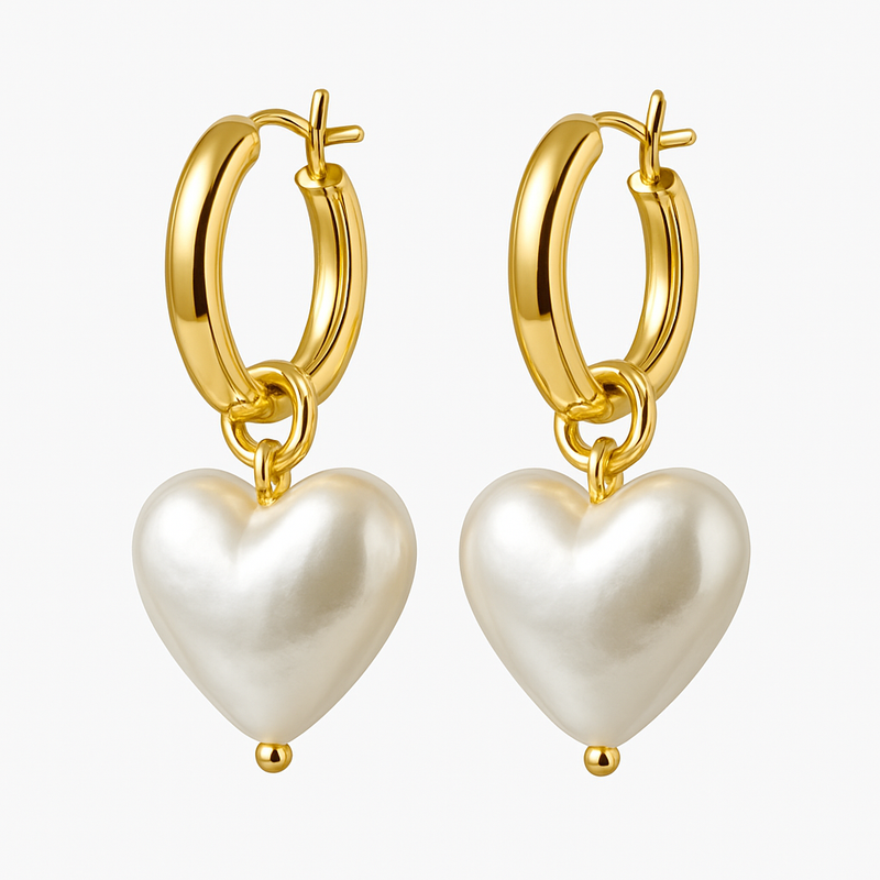Trendy Personalized Pearl Heart Earrings and Custom Gold Hoop Earrings: Boost Your Jewelry Business with Waterproof Stainless Steel Earrings