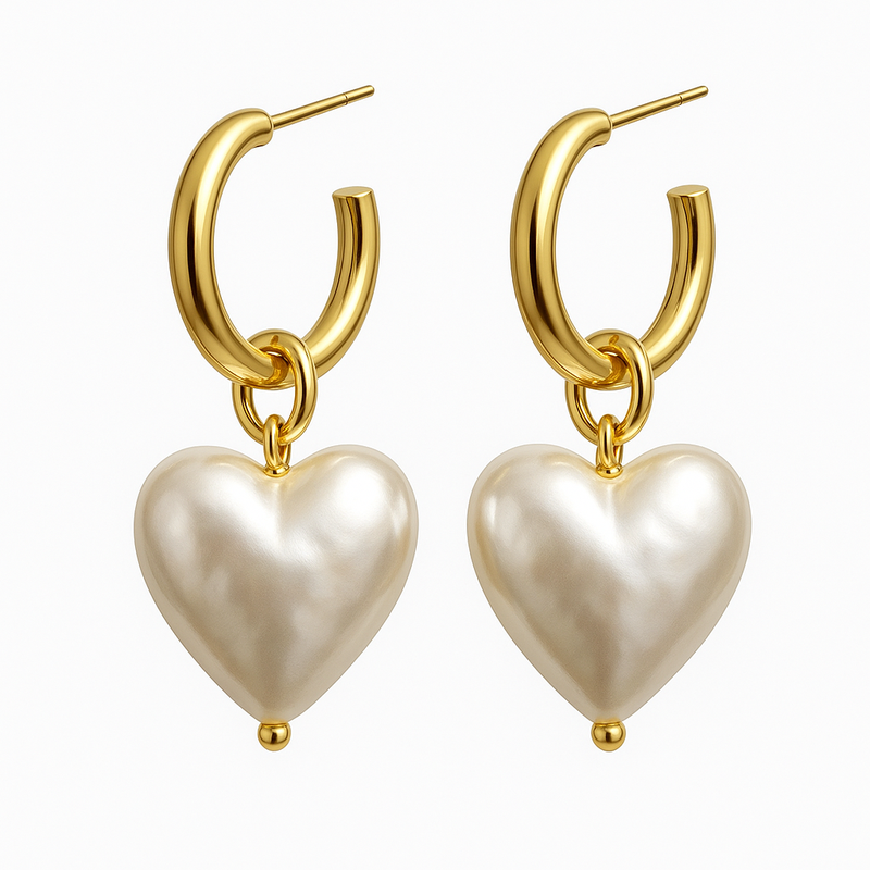 Trendy Personalized Pearl Heart Earrings, Custom Gold Hoop Earrings & Waterproof Stainless Steel Earrings: Boost Your Jewelry Business with Customization and Durability