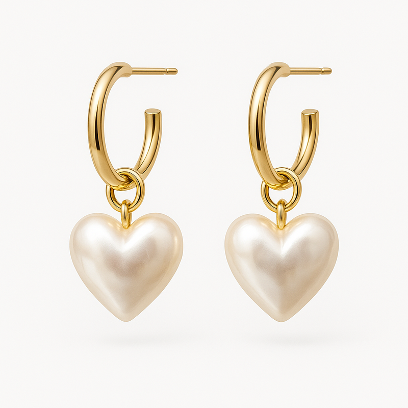 Trendy Personalized Pearl Heart Earrings, Dainty Gold Hoop Earrings, and Waterproof Stainless Steel Charm Earrings: Custom Jewelry Solutions for Growing Your Wholesale Business