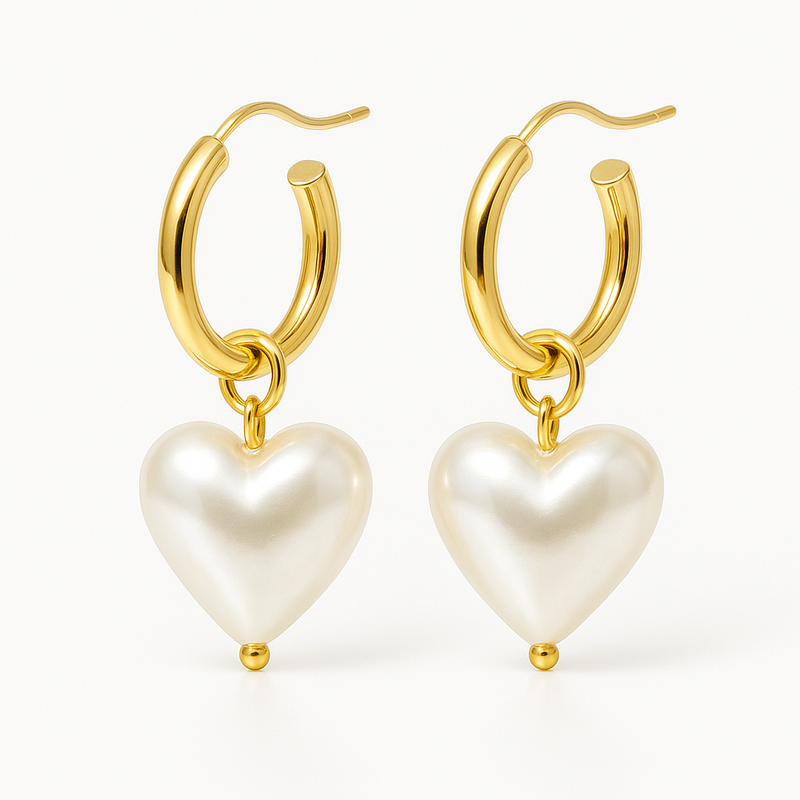 Trendy Personalized Pearl Heart Earrings and Waterproof Gold Hoop Earrings: Custom Stainless Steel Dainty Jewelry for Business Growth 2 Trendy Personalized Pearl Heart Earrings and Waterproof Gold Hoop Earrings: Custom Stainless Steel Dainty Jewelry for Business Growth