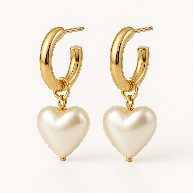 Custom Pearl Heart Charm Earrings: The Future of Trendy Gold Hoop Earrings & Waterproof Stainless Steel Earrings for Wholesale Jewelry Businesses