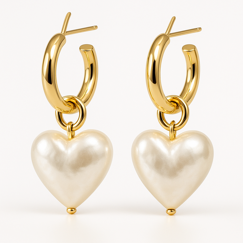 Trendy Personalized Pearl Heart Earrings and Custom Gold Hoop Earrings: Elevate Your Jewelry Business with Waterproof Stainless Steel Options 2 Trendy Personalized Pearl Heart Earrings and Custom Gold Hoop Earrings: Elevate Your Jewelry Business with Waterproof Stainless Steel Options