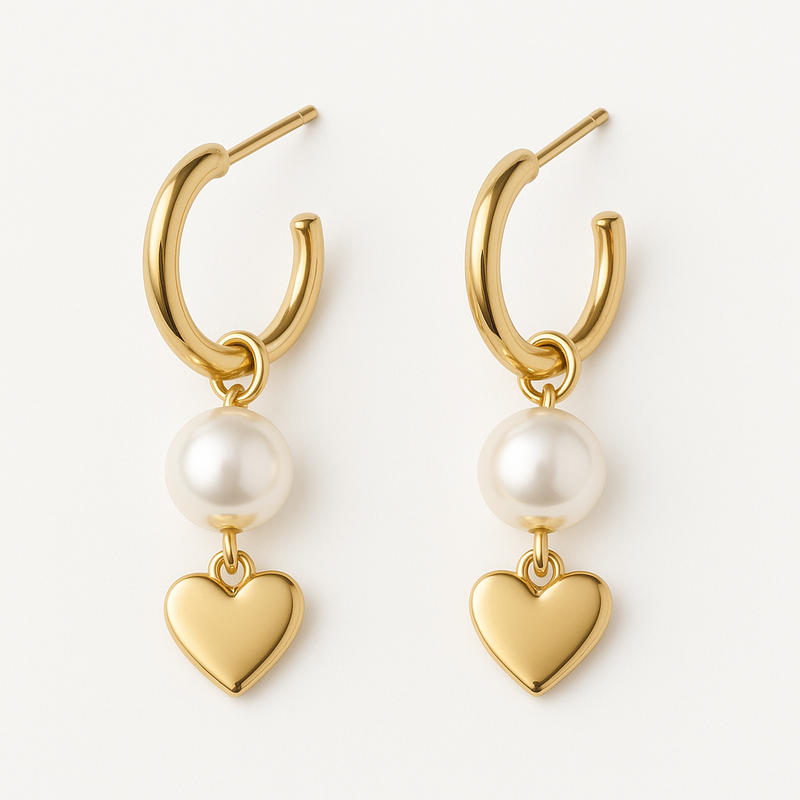 Trendy Dainty Pearl Heart Charm Earrings and Custom Stainless Steel Gold Hoop Earrings: The Perfect Choices for Wholesale Jewelry Businesses