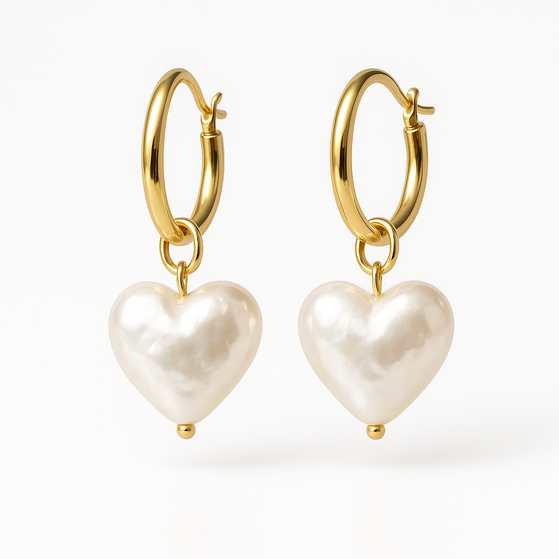Boost Your Jewelry Brand with Trendy Personalized Pearl Heart Earrings and Waterproof Stainless Steel Gold Hoop Earrings for Custom Dainty Designs