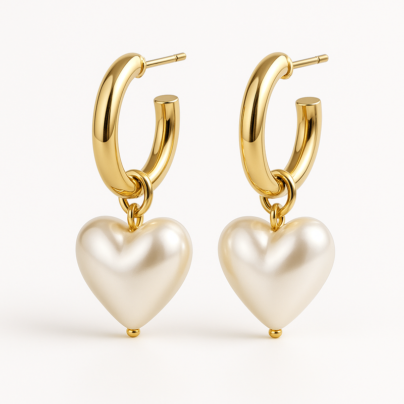 Trendy Pearl Heart Charm Earrings: A Perfect Fit for Personalized Gold Hoop Earrings and Waterproof Stainless Steel Earrings in the Jewelry Industry
