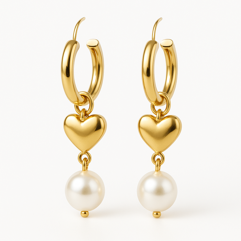 Trendy Custom Pearl Heart Earrings, Dainty Gold Hoop Earrings & Waterproof Stainless Steel Charm Earrings: A Winning Combination for Wholesale Jewelry Businesses