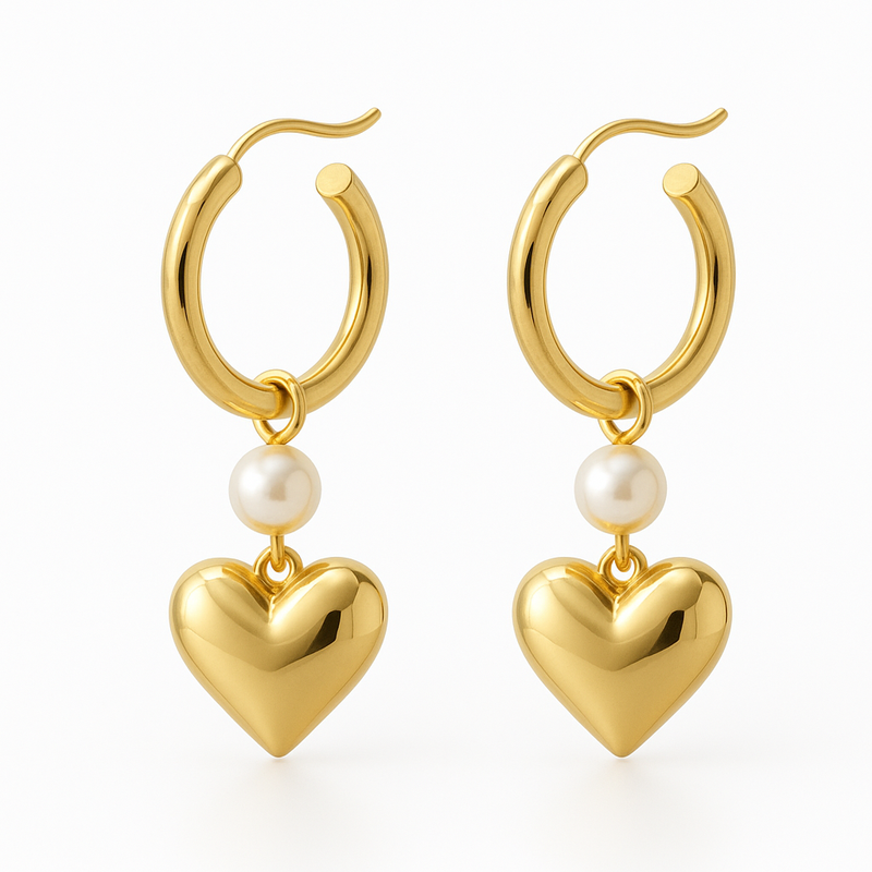 Trendy Personalized Pearl Earrings, Waterproof Gold Hoop Earrings, and Custom Stainless Steel Heart Charm Earrings: Boost Your Jewelry Business with Customization & Quality Manufacturing
