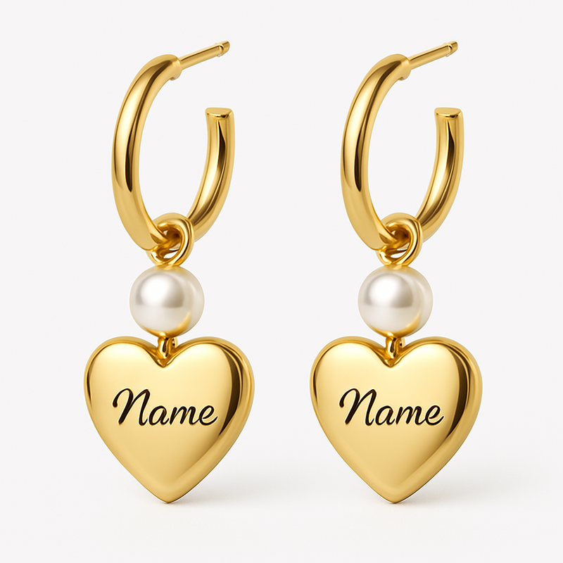 Trendy Personalized Pearl Heart Earrings, Custom Gold Hoop Earrings, and Waterproof Stainless Steel Earrings: Elevate Your Jewelry Brand with Customization and Durability