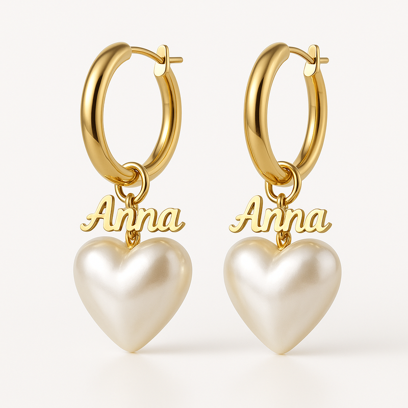 Trendy Personalized Pearl Heart Earrings, Custom Gold Hoop Earrings & Waterproof Stainless Steel Earrings: Custom Jewelry Manufacturing for Wholesale Success