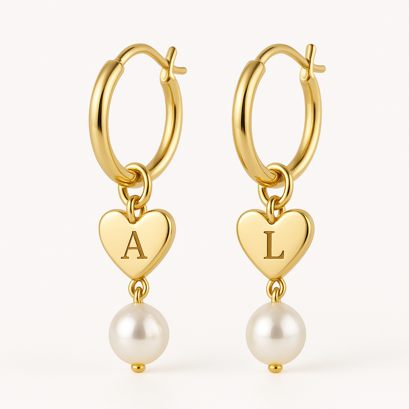 Trendy Dainty Personalized Pearl Earrings: Custom Gold Hoop and Waterproof Stainless Steel Heart Charm Earrings for Your Jewelry Business Growth 8 Trendy Dainty Personalized Pearl Earrings: Custom Gold Hoop and Waterproof Stainless Steel Heart Charm Earrings for Your Jewelry Business Growth