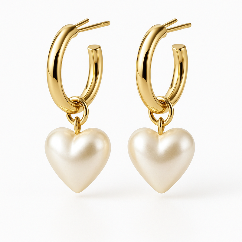 Trendy Pearl Heart Charm Earrings and Personalized Gold Hoop Earrings: Waterproof Stainless Steel Jewelry for Wholesale Growth 6 Trendy Pearl Heart Charm Earrings and Personalized Gold Hoop Earrings: Waterproof Stainless Steel Jewelry for Wholesale Growth