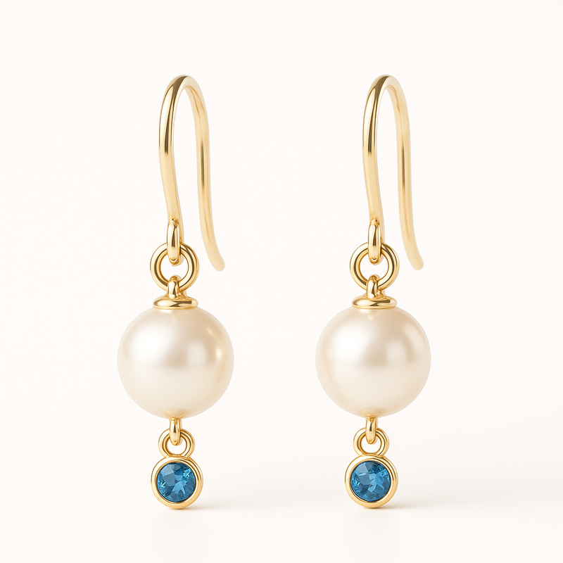 Elegant Minimalist Pearl Earrings and Birthstone Charm Drop Earrings: A Perfect Customizable Jewelry Solution for Your Business