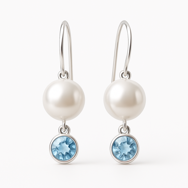 Elegant Minimalist Pearl Earrings: Customizable Birthstone Charm Drop Earrings for Meaningful Jewelry Collections