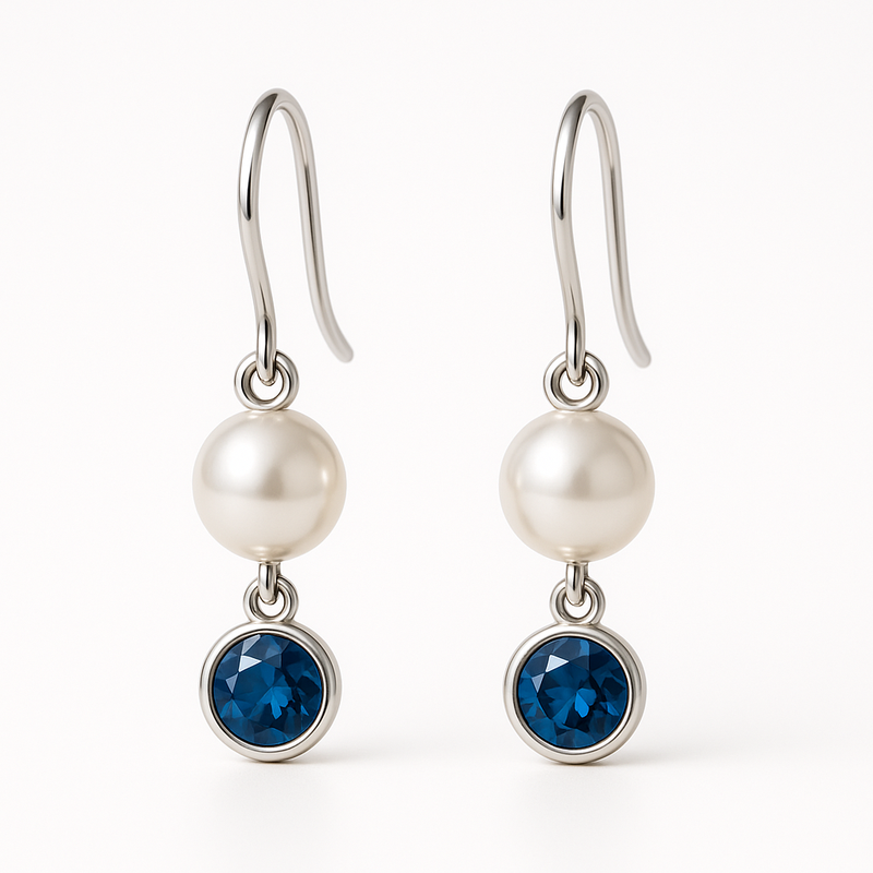 Elegant Minimalist Pearl Earrings: Customizable Birthstone Charm Drop Earrings for Meaningful Jewelry Collections