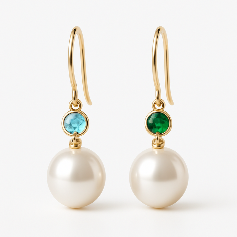 Elegant Minimalist Pearl Earrings: Customizable Birthstone Charm Drop Designs for Wholesale Jewelry Business Growth