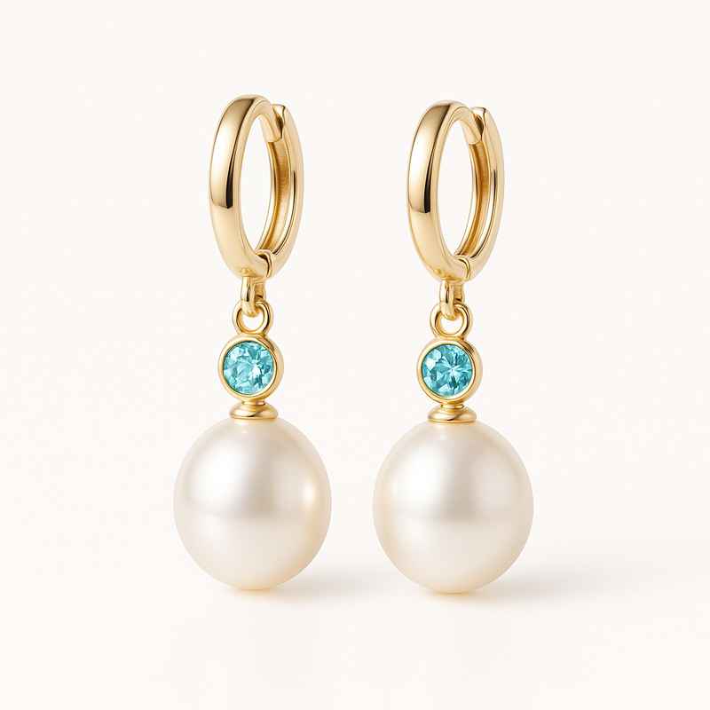 Elegant Minimalist Pearl Earrings with Meaningful Birthstone Charm 1 Elegant Minimalist Pearl Earrings with Meaningful Birthstone Charm