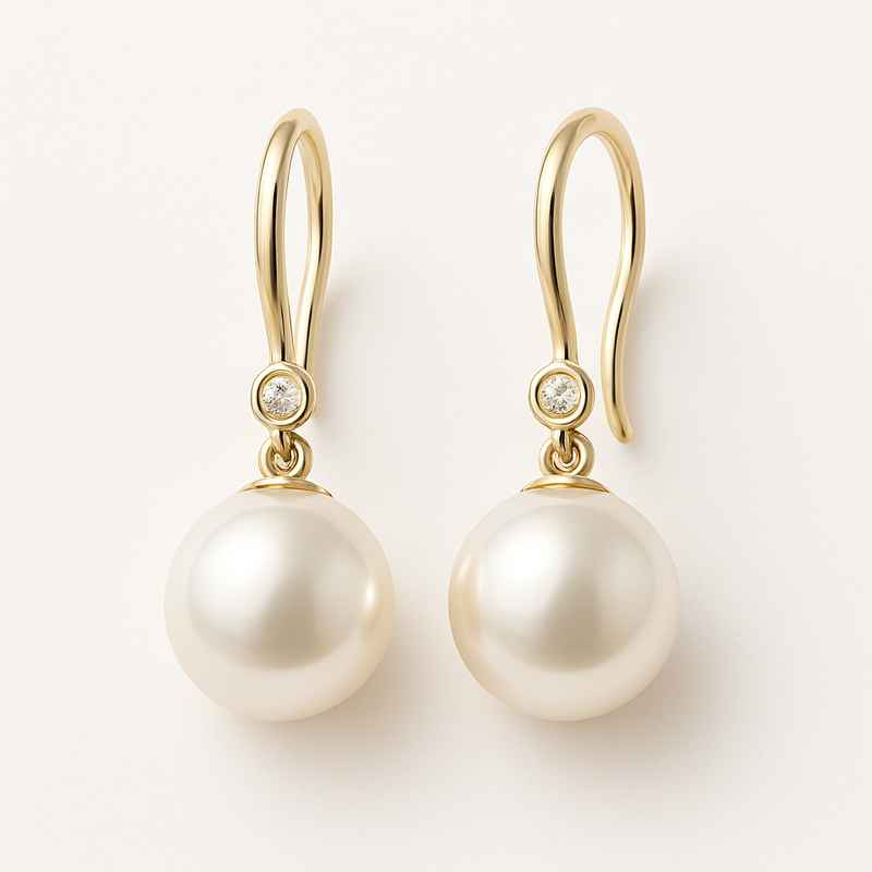 Elegant Minimalist Pearl Earrings with Birthstone Charm Drop Design