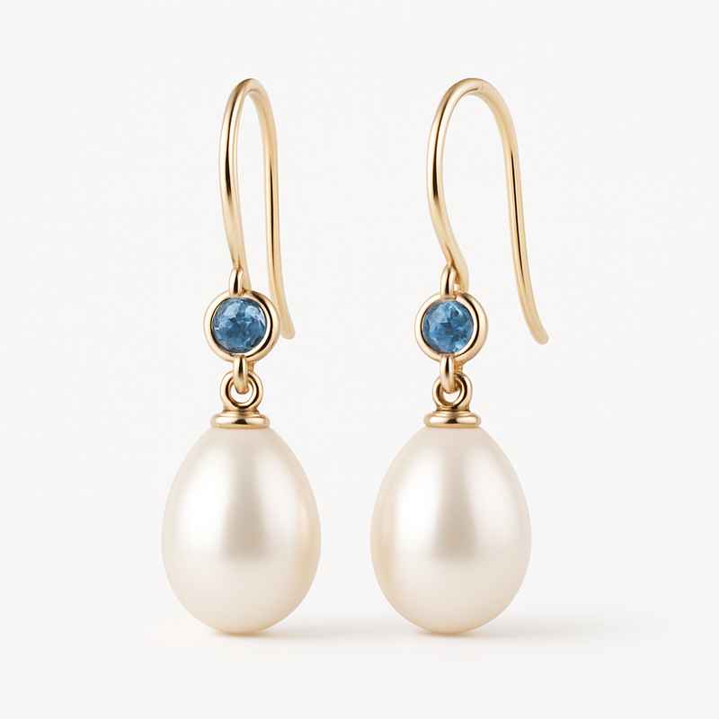 Elegant Minimalist Pearl Drop Earrings with Birthstone Charm