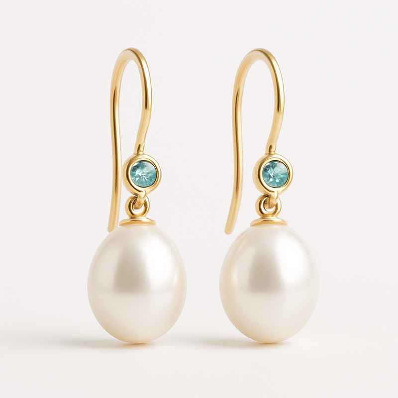 Elegant Minimalist Pearl Earrings with Meaningful Birthstone Charm 1 Elegant Minimalist Pearl Earrings with Meaningful Birthstone Charm