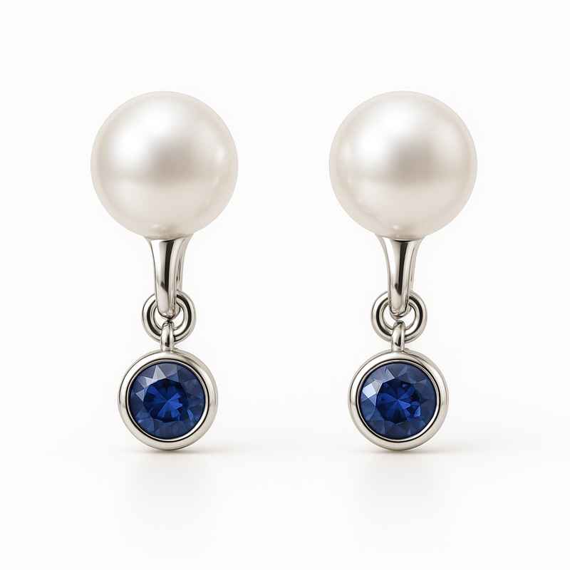 Elegant Minimalist Pearl Earrings with Birthstone Charm Drop Design