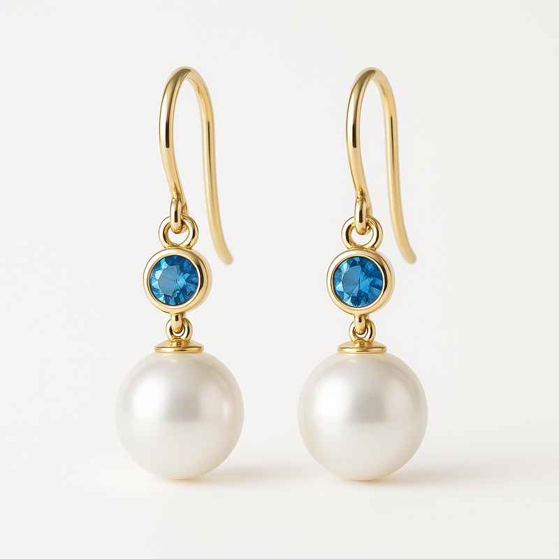 Elegant Minimalist Pearl Drop Earrings with Birthstone Charm 1 Elegant Minimalist Pearl Drop Earrings with Birthstone Charm