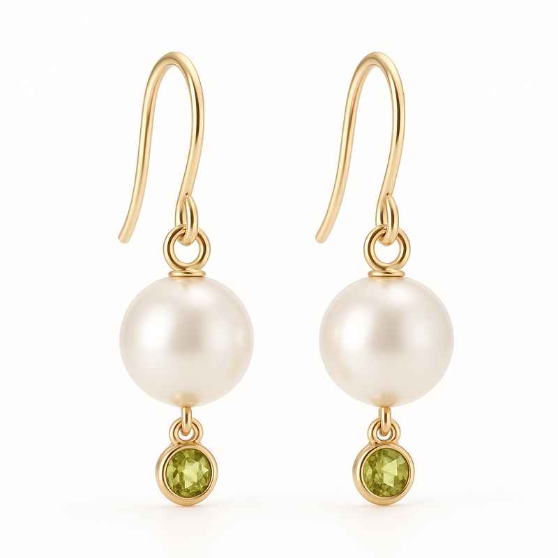 Elegant Minimalist Pearl Drop Earrings with Birthstone Charm