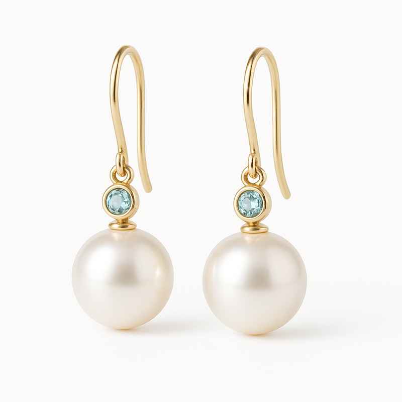 Elegant Minimalist Pearl Drop Earrings with Birthstone Charm 2 Elegant Minimalist Pearl Drop Earrings with Birthstone Charm