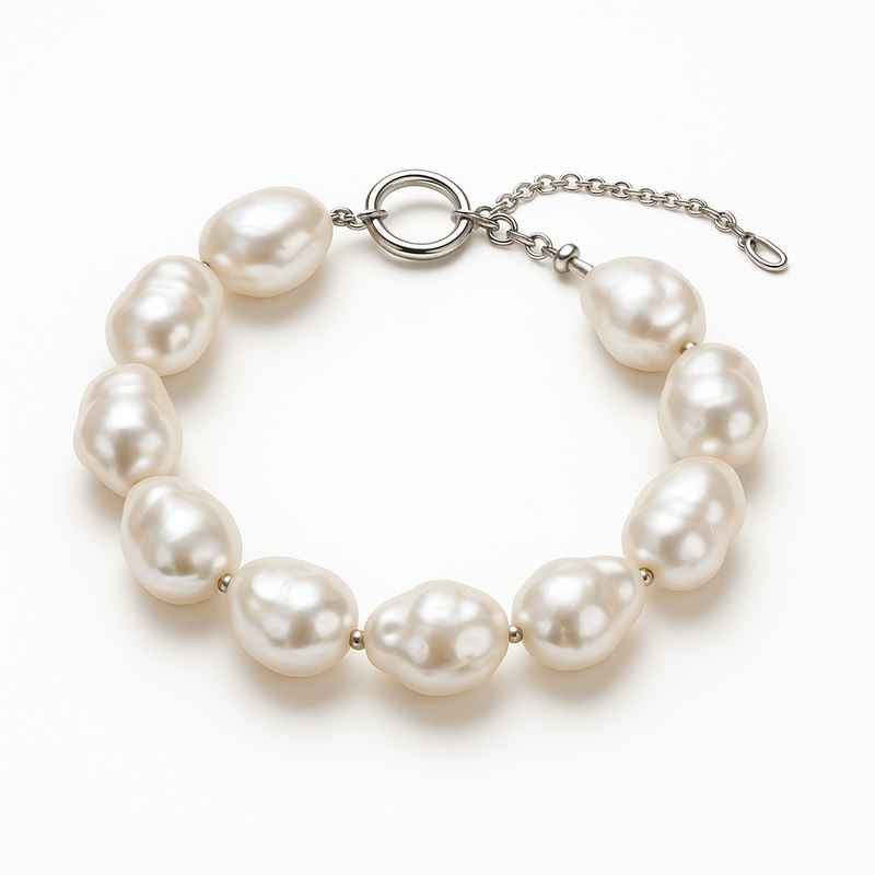 Dainty Baroque Pearl Bracelet with Adjustable Stainless Steel Toggle Closure