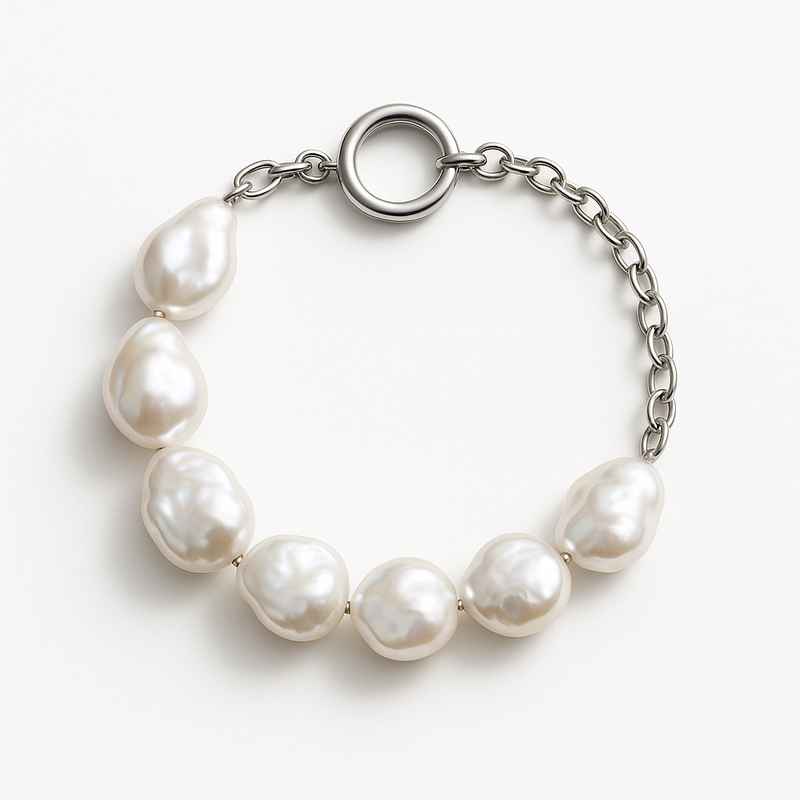 Dainty Baroque Pearl Bracelet with Adjustable Toggle Closure