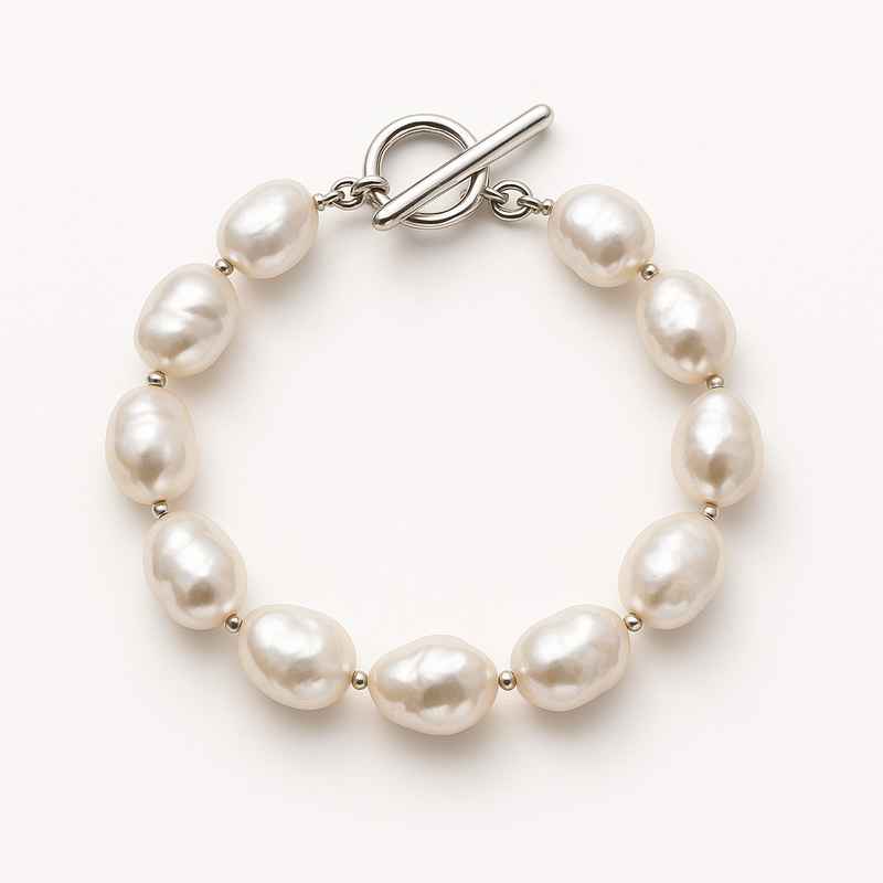 Dainty Baroque Pearl Bracelet with Adjustable Toggle Closure