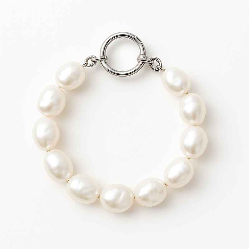 Dainty Baroque Pearl Bracelet with Adjustable Stainless Steel Toggle Closure