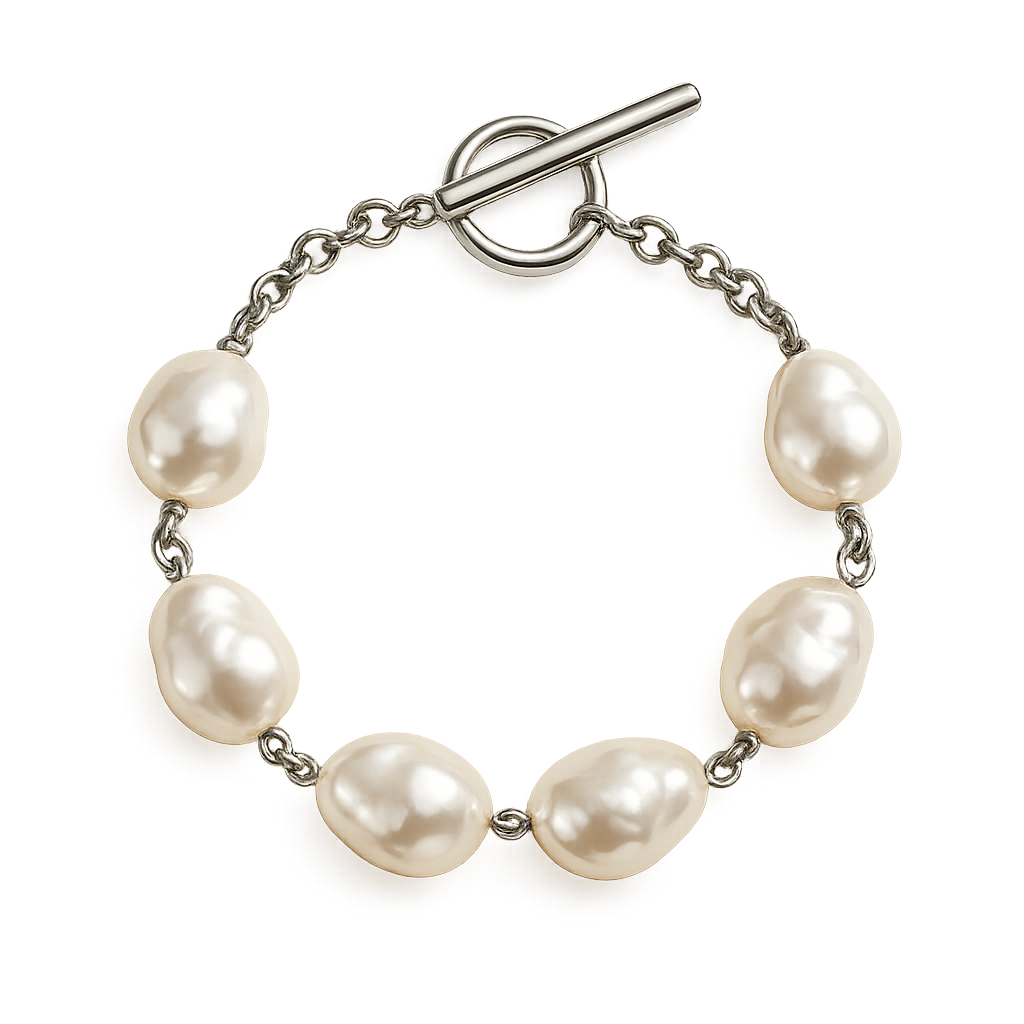 Dainty Adjustable Baroque Pearl Bracelet with Toggle Closure 1 Dainty Adjustable Baroque Pearl Bracelet with Toggle Closure