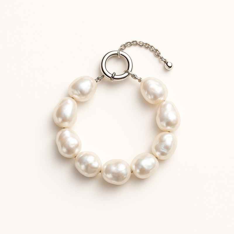 Dainty Baroque Pearl Bracelet | Adjustable Stainless Steel Toggle Closure 1 Dainty Baroque Pearl Bracelet | Adjustable Stainless Steel Toggle Closure