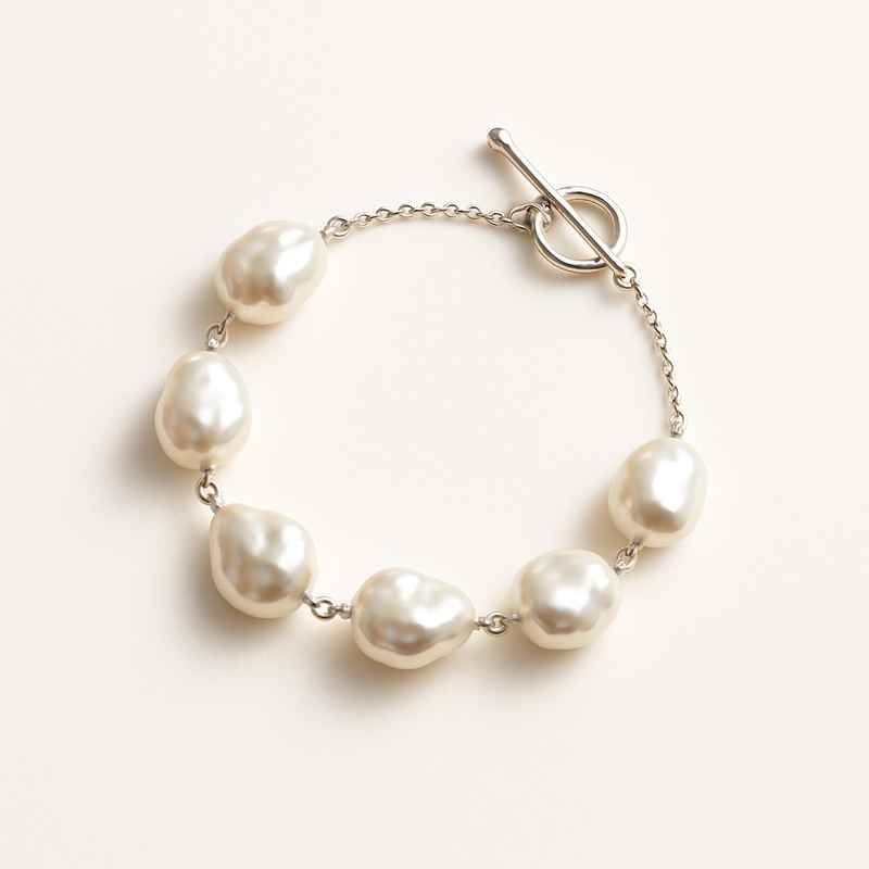 Dainty Baroque Pearl Bracelet | Adjustable Toggle Stainless Steel Design 1 Dainty Baroque Pearl Bracelet | Adjustable Toggle Stainless Steel Design