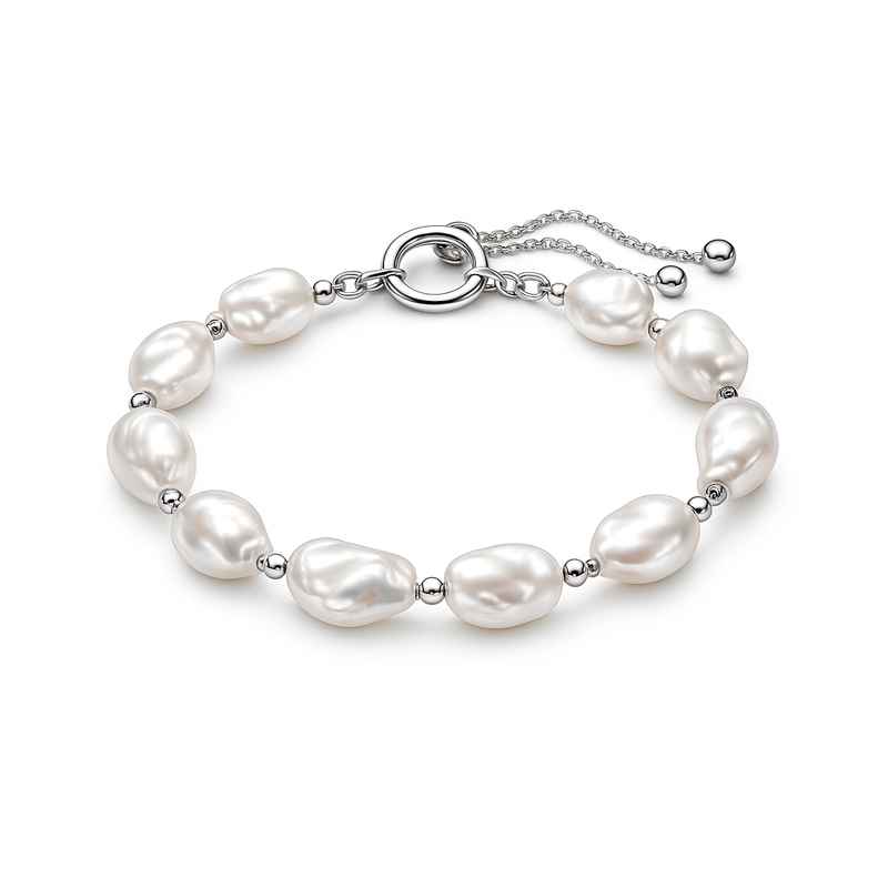 Dainty Baroque Pearl Bracelet with Adjustable Toggle, Stainless Steel 1 Dainty Baroque Pearl Bracelet with Adjustable Toggle, Stainless Steel
