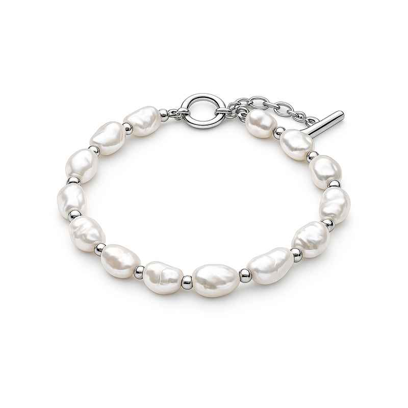 Dainty Baroque Pearl Bracelet - Adjustable Stainless Steel Toggle Closure 1 Dainty Baroque Pearl Bracelet - Adjustable Stainless Steel Toggle Closure