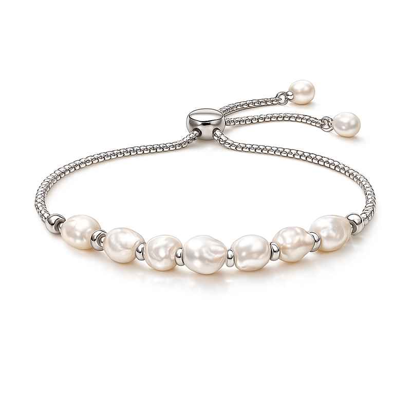 Dainty Baroque Pearl Bracelet - Adjustable Pearl Toggle Bracelet 1 Dainty Baroque Pearl Bracelet - Adjustable Pearl Toggle Bracelet