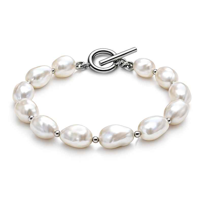 Dainty Baroque Pearl Bracelet with Adjustable Stainless Steel Toggle Closure 1 Dainty Baroque Pearl Bracelet with Adjustable Stainless Steel Toggle Closure