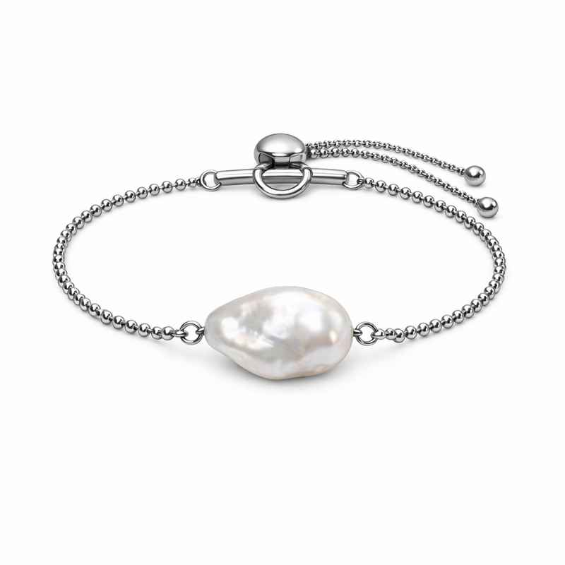 Dainty Adjustable Baroque Pearl Stainless Steel Toggle Bracelet 1 Dainty Adjustable Baroque Pearl Stainless Steel Toggle Bracelet